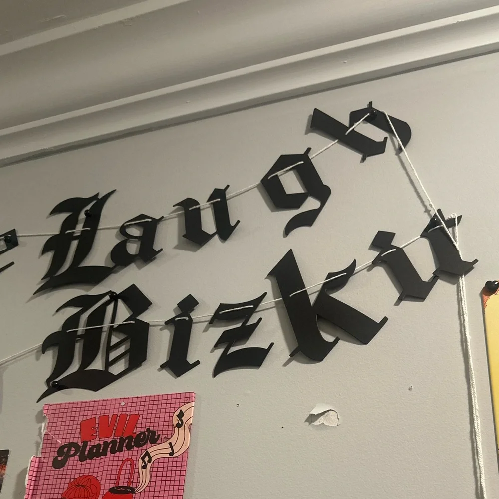 Black Gothic Wall Lettering - Live Laugh Limp Bizkit Paper wall sign